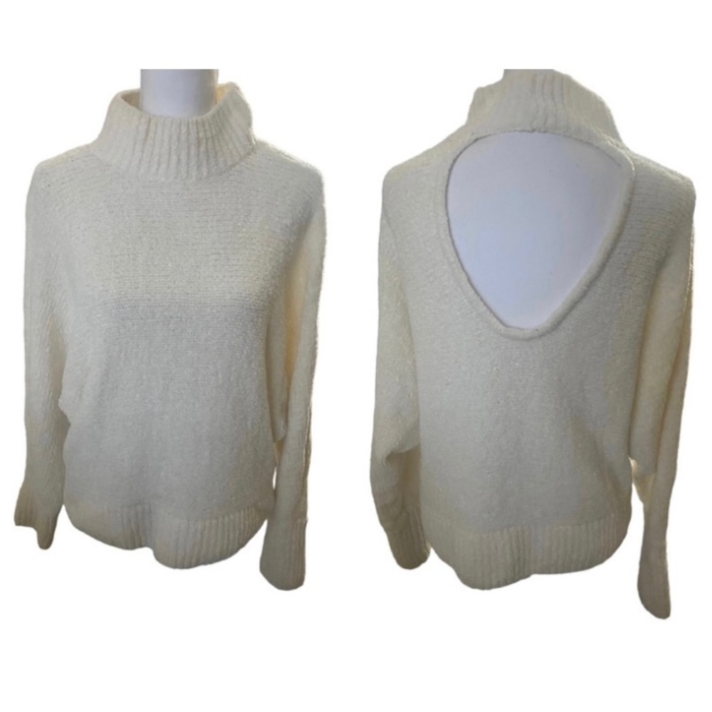 Express | Womens Cream Super soft open back turtle neck sweater size SP - Picture 1 of 7